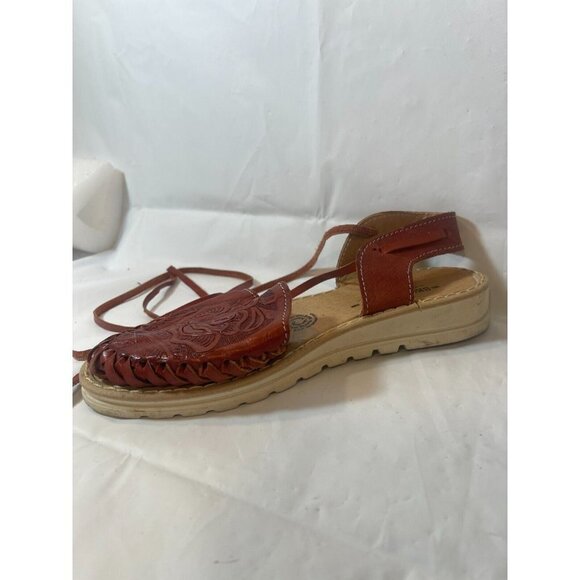 Segura Shy lace up  tooled leather sandal Boho  size 6 - Picture 7 of 13